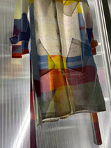 TRAMANDO / MULTI-COLOR GEOMETRIC PRINT ART SHIRT (GARMENT-DYED & PRESS FINISH)