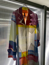 TRAMANDO / MULTI-COLOR GEOMETRIC PRINT ART SHIRT (GARMENT-DYED & PRESS FINISH)