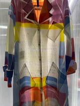 TRAMANDO / MULTI-COLOR GEOMETRIC PRINT ART SHIRT (GARMENT-DYED & PRESS FINISH)