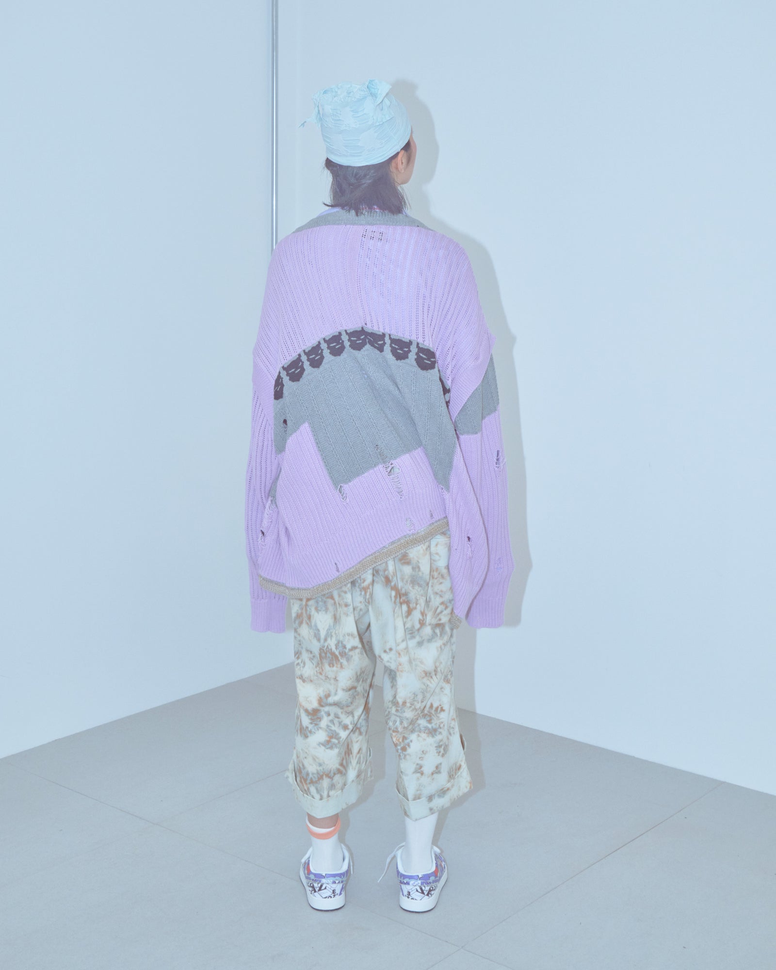 REVERSIBLE DISTRESSED SUMMER KNIT CARDIGAN/CHARACTER/ATOZ