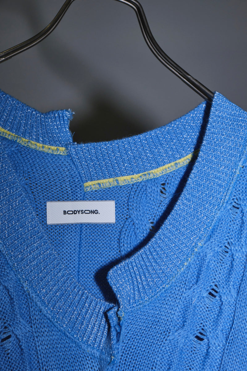 INSIDE OUT KNIT V BLUE – BODYSONG. ONLINE STORE