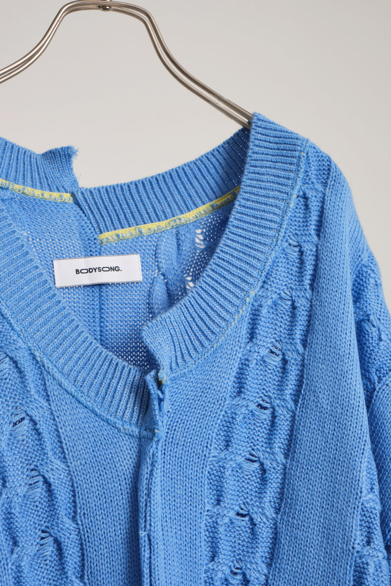 INSIDE OUT KNIT V BLUE – BODYSONG. ONLINE STORE